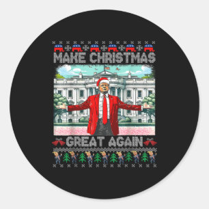 Make Christmas Great Again Xmas Funny Trump Pajama Classic Round Sticker