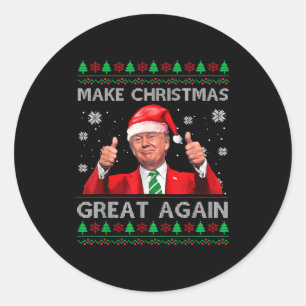 Make Christmas Great Again Xmas Funny Trump Pajama Classic Round Sticker