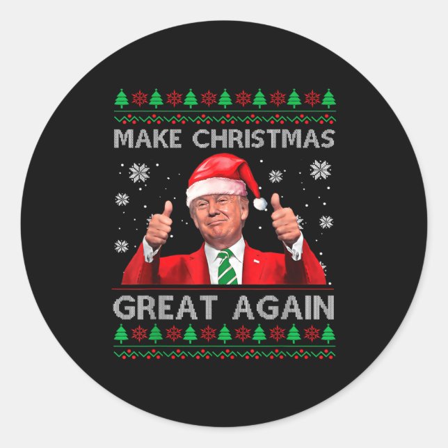 Make Christmas Great Again Xmas Funny Trump Pajama Classic Round Sticker (Front)