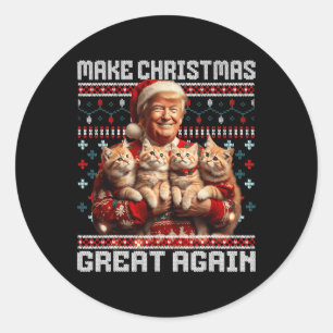 Make Christmas Great Again Xmas Funny Trump Pajama Classic Round Sticker