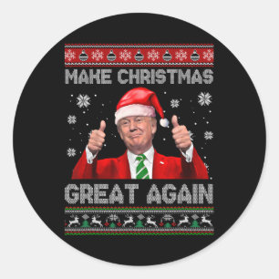 Make Christmas Great Again Xmas Funny Trump Pajama Classic Round Sticker