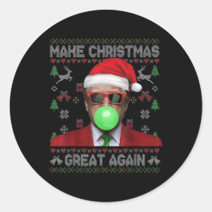 Make Christmas Great Again Xmas Funny Trump Pajama Classic Round Sticker