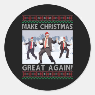 Make Christmas Great Again Xmas Funny Trump Pajama Classic Round Sticker