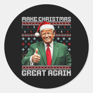 Make Christmas Great Again Xmas Funny Trump Pajama Classic Round Sticker