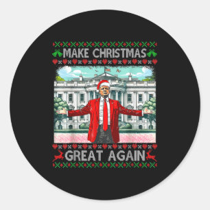 Make Christmas Great Again Xmas Funny Trump Pajama Classic Round Sticker