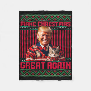 Make Christmas Great Again Xmas Funny Trump Pajama Fleece Blanket