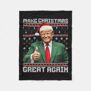 Make Christmas Great Again Xmas Funny Trump Pajama Fleece Blanket