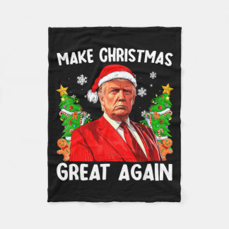 Make Christmas Great Again Xmas Funny Trump Pajama Fleece Blanket