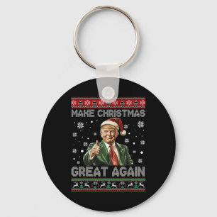 Make Christmas Great Again Xmas Funny Trump Pajama Key Ring