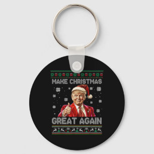 Make Christmas Great Again Xmas Funny Trump Pajama Key Ring