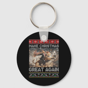 Make Christmas Great Again Xmas Funny Trump Pajama Key Ring