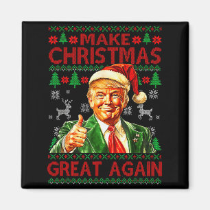 Make Christmas Great Again Xmas Funny Trump Pajama Magnet
