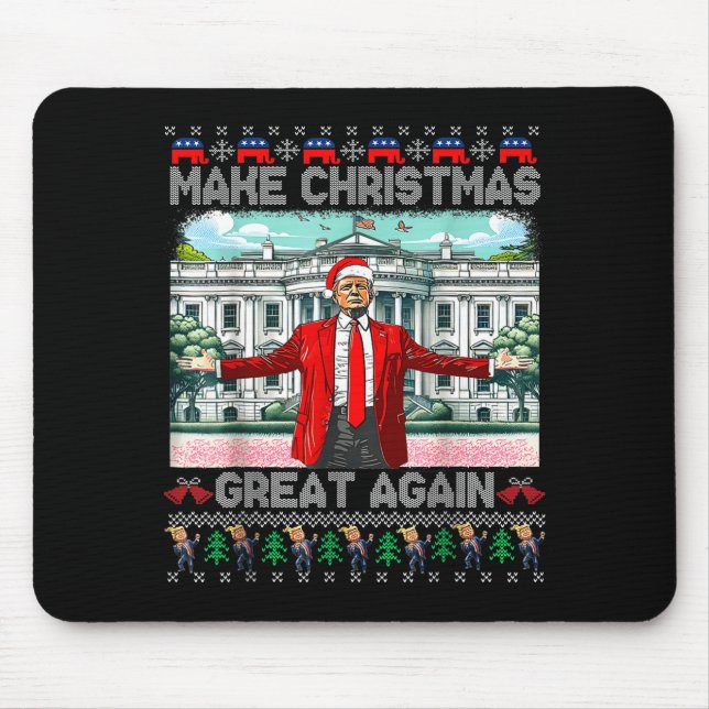 Make Christmas Great Again Xmas Funny Trump Pajama Mouse Pad (Front)