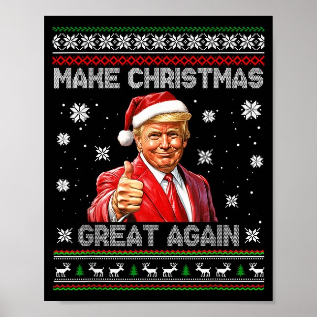Make Christmas Great Again Xmas Funny Trump Pajama Poster (Front)