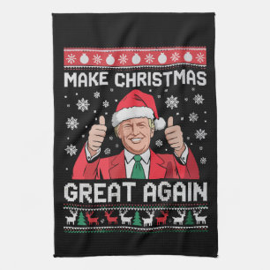Make Christmas Great Again Xmas Funny Trump Pajama Tea Towel