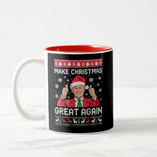 Make Christmas Great Again Xmas Funny Trump Pajama Two-Tone Coffee Mug