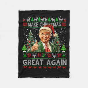 Make Christmas Great Again Xmas Santa Trump 2024 F Fleece Blanket