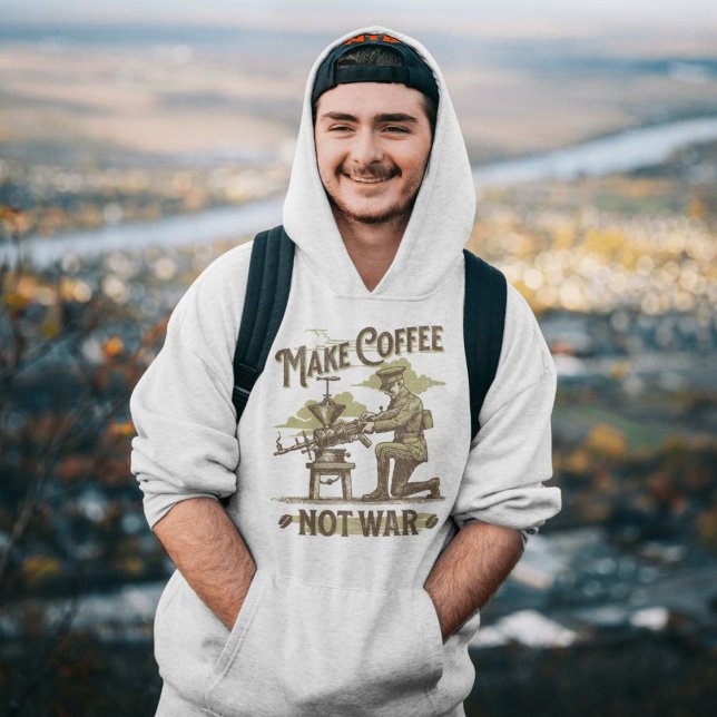 Make coffee Graphic retro artwork Hoodie (Modern retro artwork for coffee lovers. Men hoodies in grey background. New arrivals designed art.)