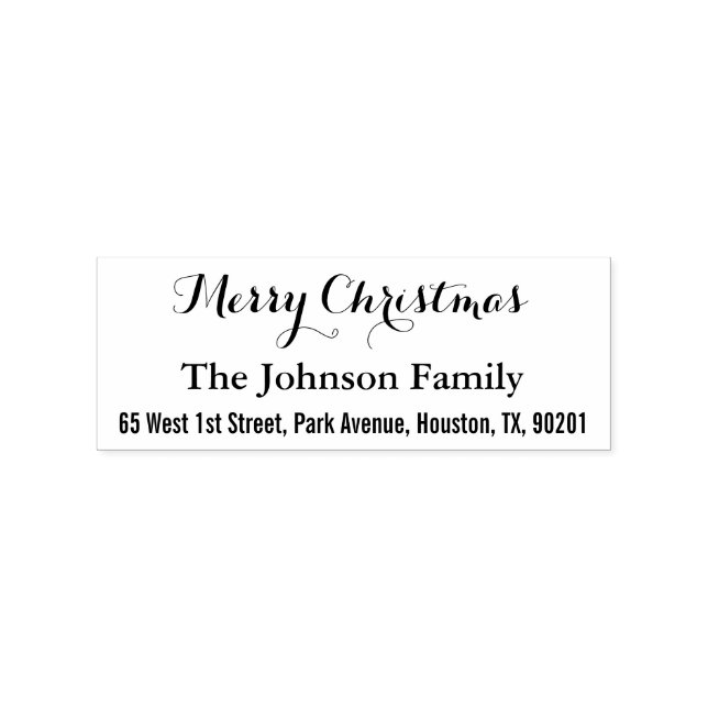 Make Custom Elegant Merry Christmas Return Address Rubber Stamp (Imprint)