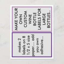 MAKE CUSTOM PAPER WINE BOTTLE LABELS FOR LARGE