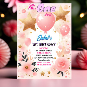 Make Cute Queen Little Miss Onederful 1st Birthday Invitation