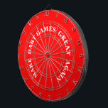 Make Dart Games Great Again  Dartboard<br><div class="desc">Dartboard Dart Board dart tossing throwing fun competitive game set and wall hanging art decor printed with a Make America Great Again play on words and product names with white text on MAGA red background colour style by TheFabricSeal print on demand shop at Zazzle.com #ZazzleMade https://www.zazzle.com/store/thefabricseal TheFabricSeal©️Original. This is a play...</div>