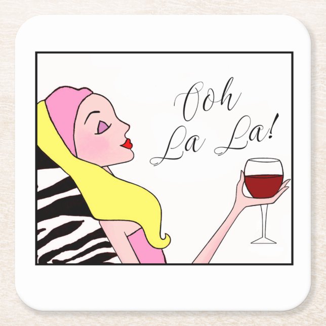 “Make Diva Time, Ladies!” Square Paper Coaster (Front)