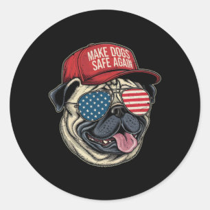 Make Dog Safe Again Red Hat Funny Debate 2024  Classic Round Sticker