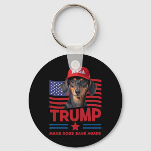 Make Dogs Save Again Funny Trump 2024 Puppy Mega H Key Ring