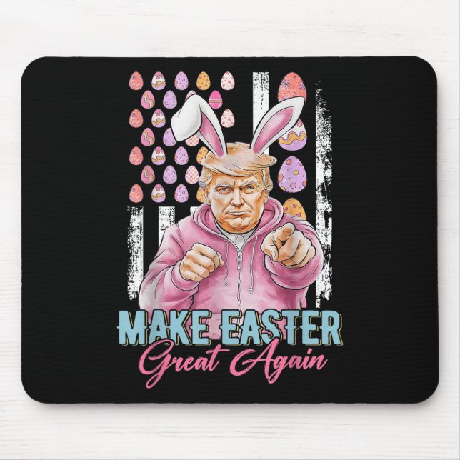Make Easter Great Again Funny Trump Bunny American Mouse Pad (Front)