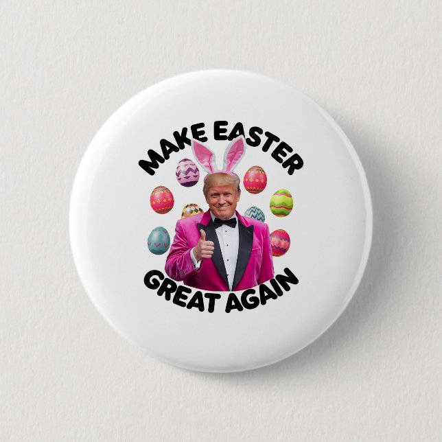 Make Easter Great Again Funny Trump Bunny Spring H 6 Cm Round Badge (Front)
