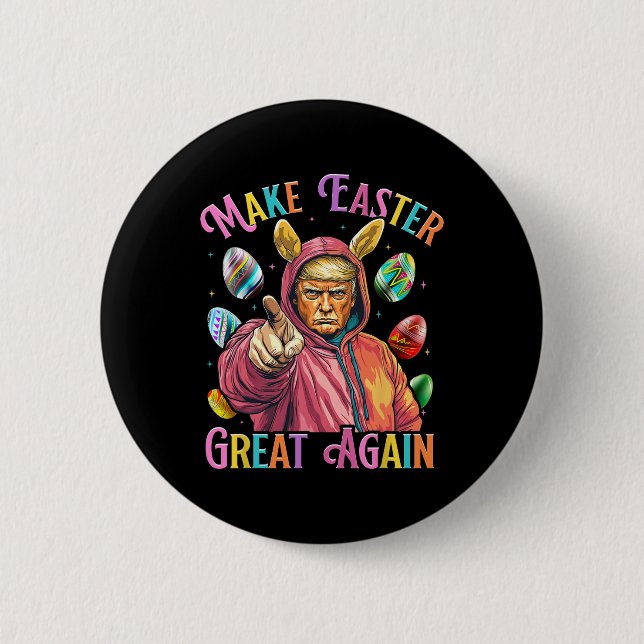 Make Easter Great Again Funny Trump Bunny Spring H 6 Cm Round Badge (Front)