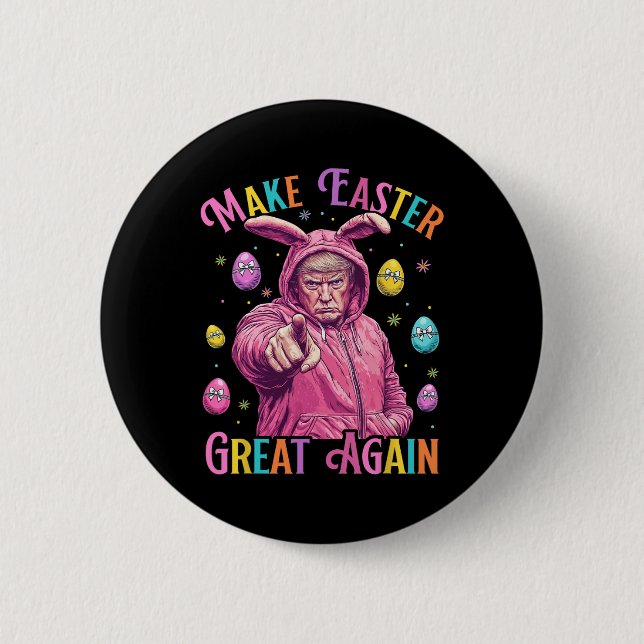Make Easter Great Again Funny Trump Bunny Spring H 6 Cm Round Badge (Front)