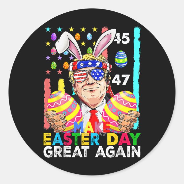 Make Easter Great Again Funny Trump Bunny Spring H Classic Round Sticker (Front)