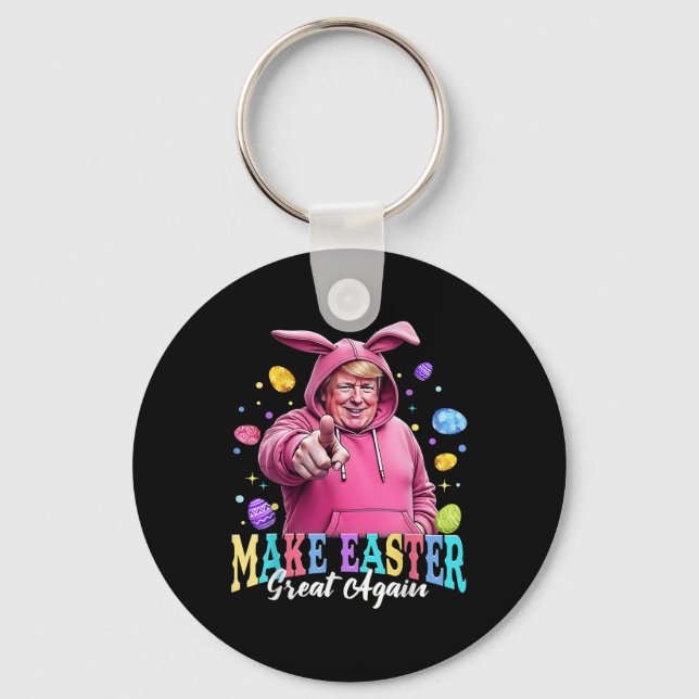 Make Easter Great Again Funny Trump Bunny Spring H Key Ring (Front)