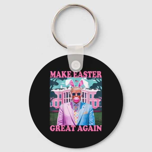 Make Easter Great Again Funny Trump Bunny Spring H Key Ring (Front)
