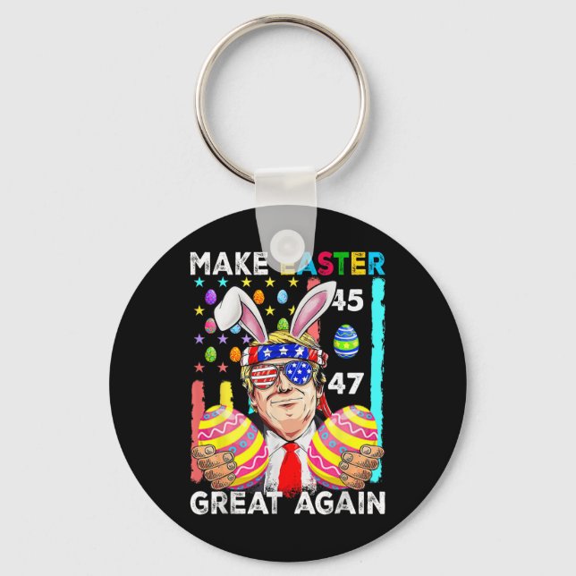 Make Easter Great Again Funny Trump Bunny Spring H Key Ring (Front)