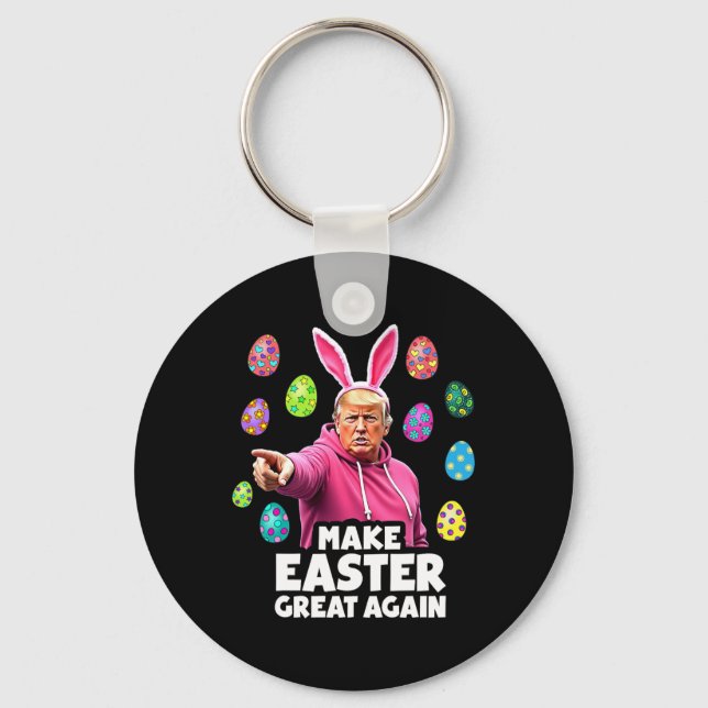 Make Easter Great Again Funny Trump Bunny Spring H Key Ring (Front)