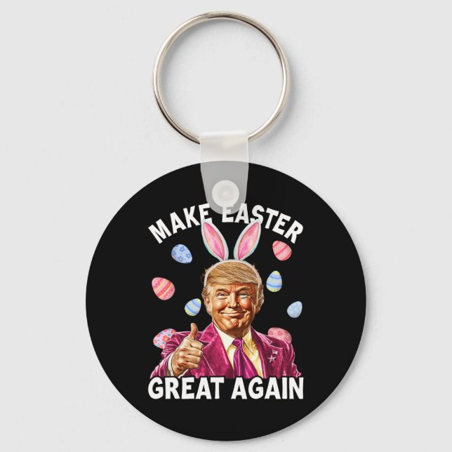 Make Easter Great Again Funny Trump Bunny Spring H Key Ring (Front)