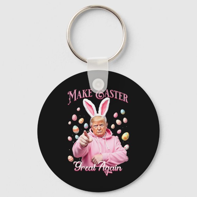 Make Easter Great Again Funny Trump Bunny Spring H Key Ring (Front)