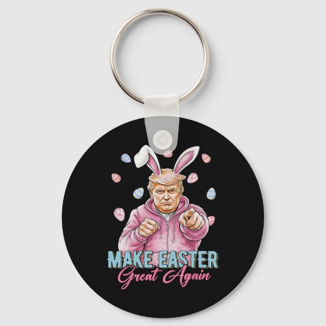Make Easter Great Again Funny Trump Bunny Spring H Key Ring (Front)