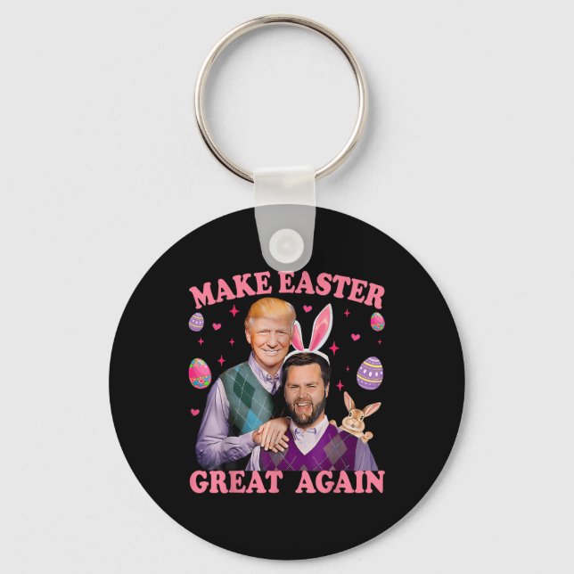 Make Easter Great Again Trump Vance Bunny Hunt  Key Ring (Front)