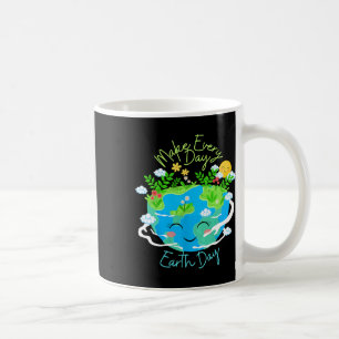 Make Every Day Earth Day Cute Funny Smiling Planet Coffee Mug