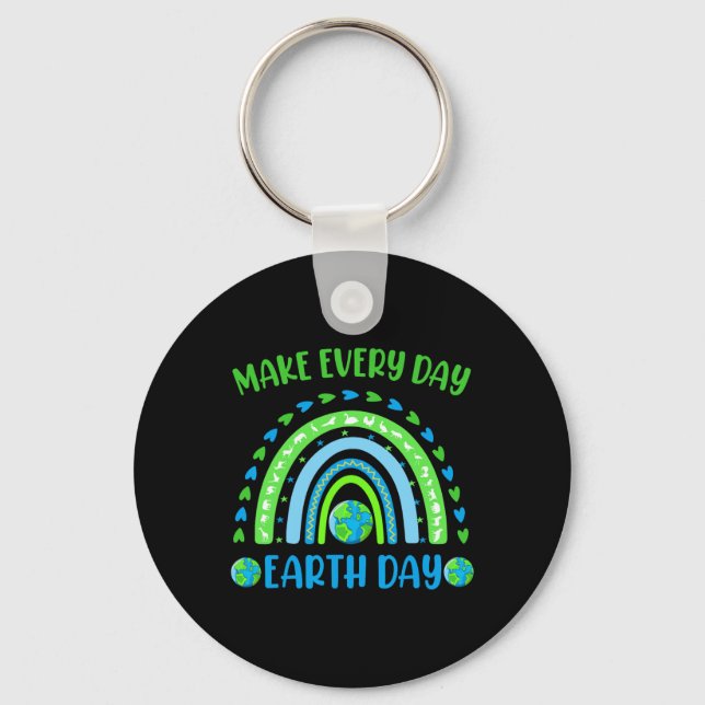 Make Every Day Earth Day Cute Planet Save Environm Key Ring (Front)