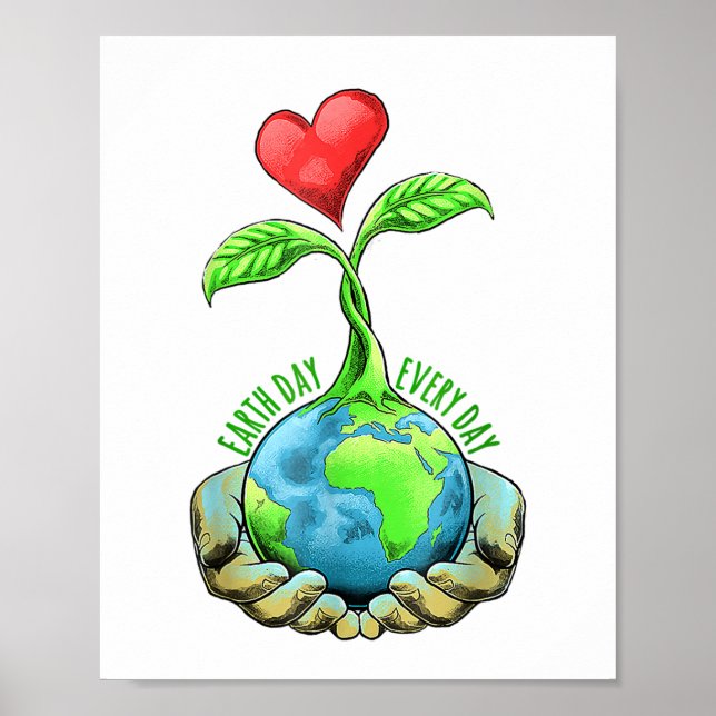 Make Every Day Earth Day Planet Earth Retro Poster (Front)
