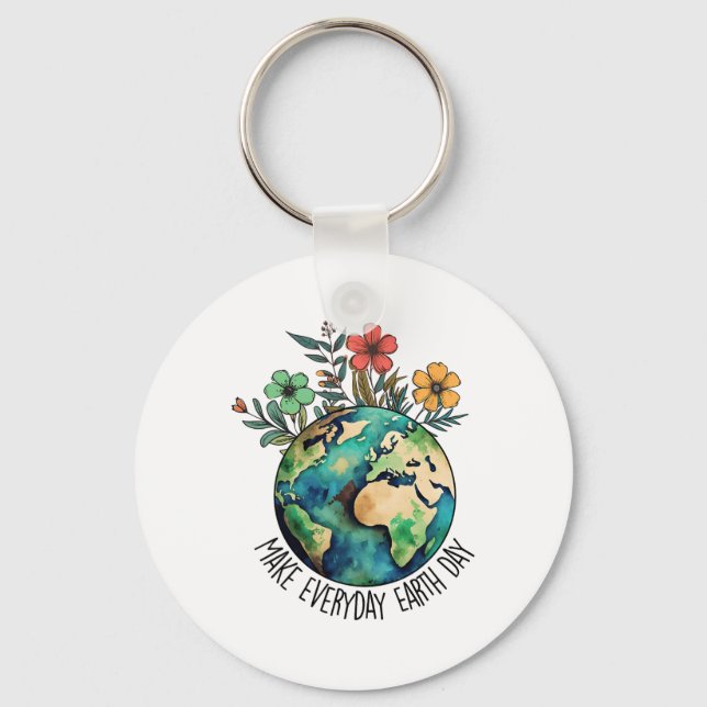 Make Every Day Earth Day Wildflower Save Planet  Key Ring (Front)