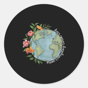 Make Everyday Earth Day Beautiful Floral Planet Classic Round Sticker