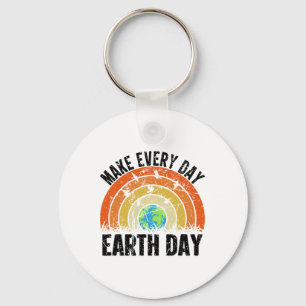 Make Everyday Earth Day Conservation Planet Vintag Key Ring