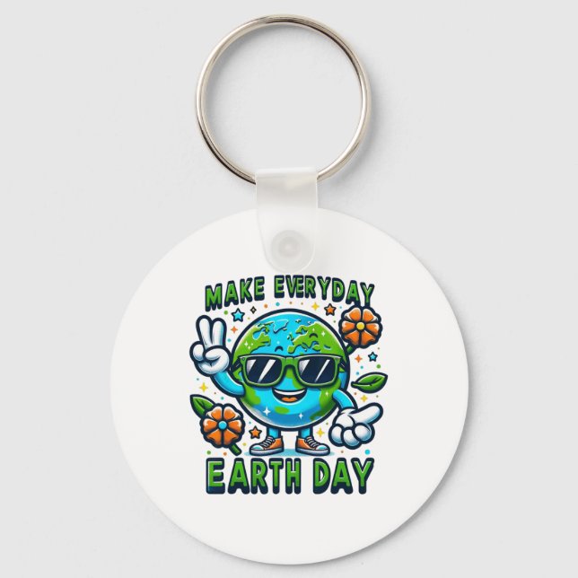 Make Everyday Earth Day Environmental Love Student Key Ring (Front)