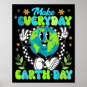Make everyday earth day planet peace sign boy girl